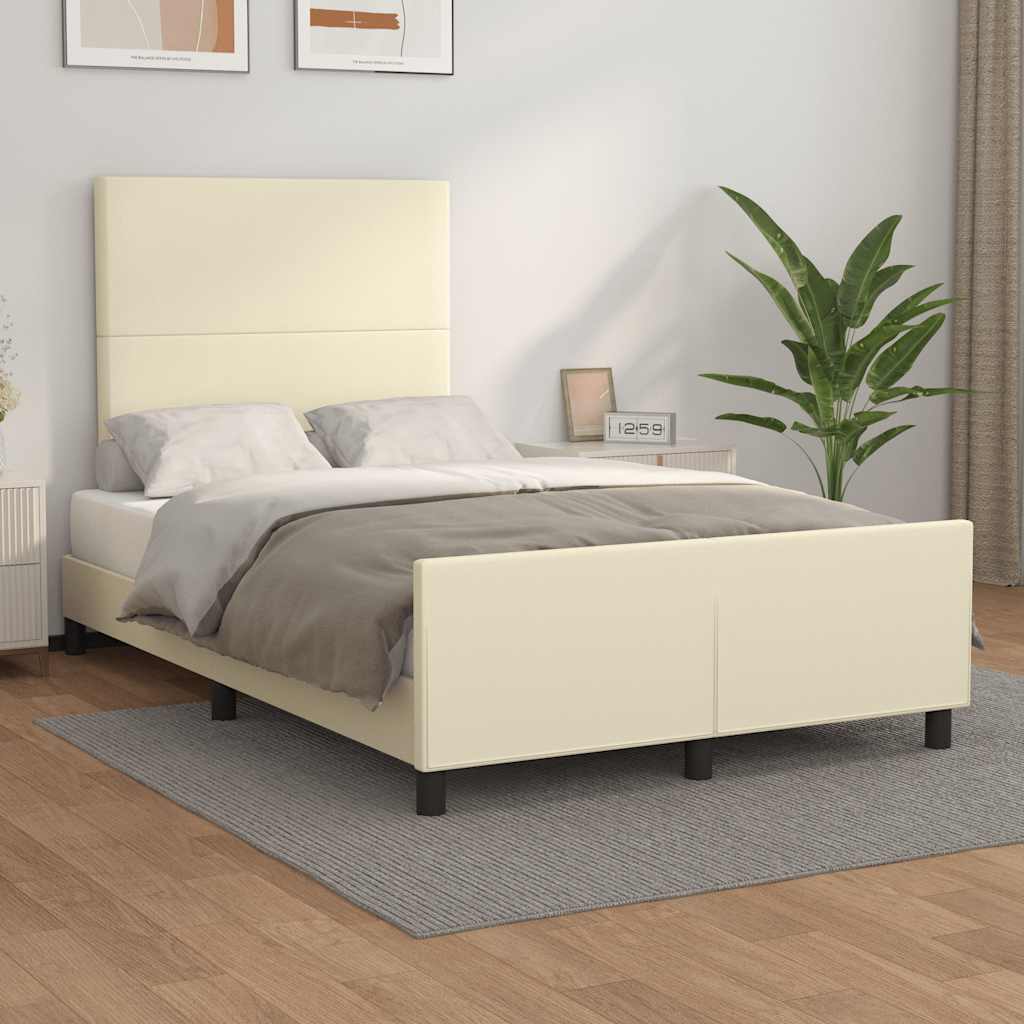 vidaXL Bettgestell ohne Matratze Creme 120x190 cm Kunstleder