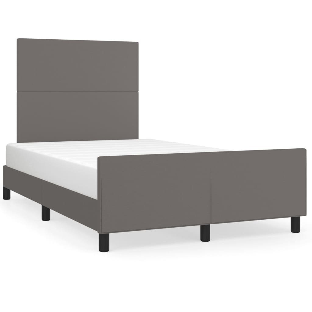 vidaXL Bedframe zonder matras 120x190 cm kunstleer grijs, foto 3
