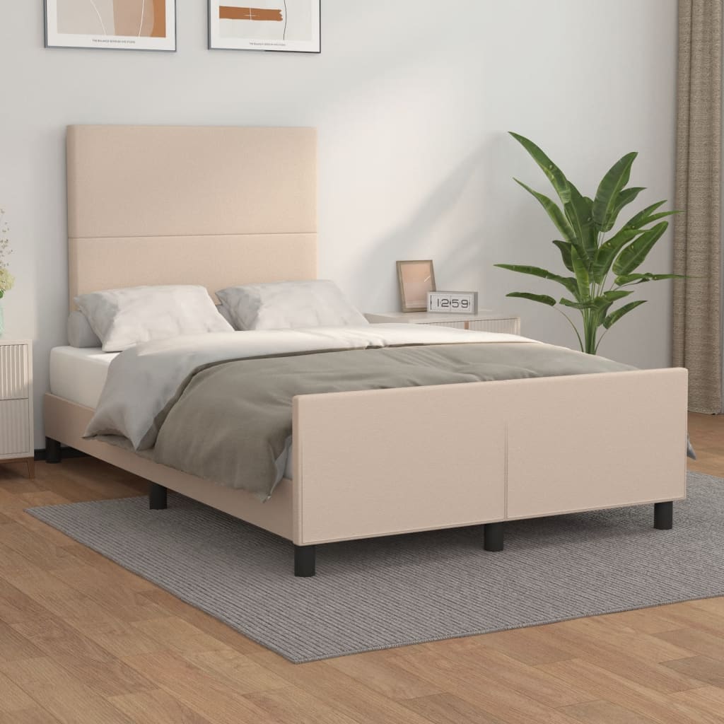 Sengeramme Med Sengegavl Kunstlæder Farvet Cappuccino - Med ensartet mønster / 120 x 190 cm