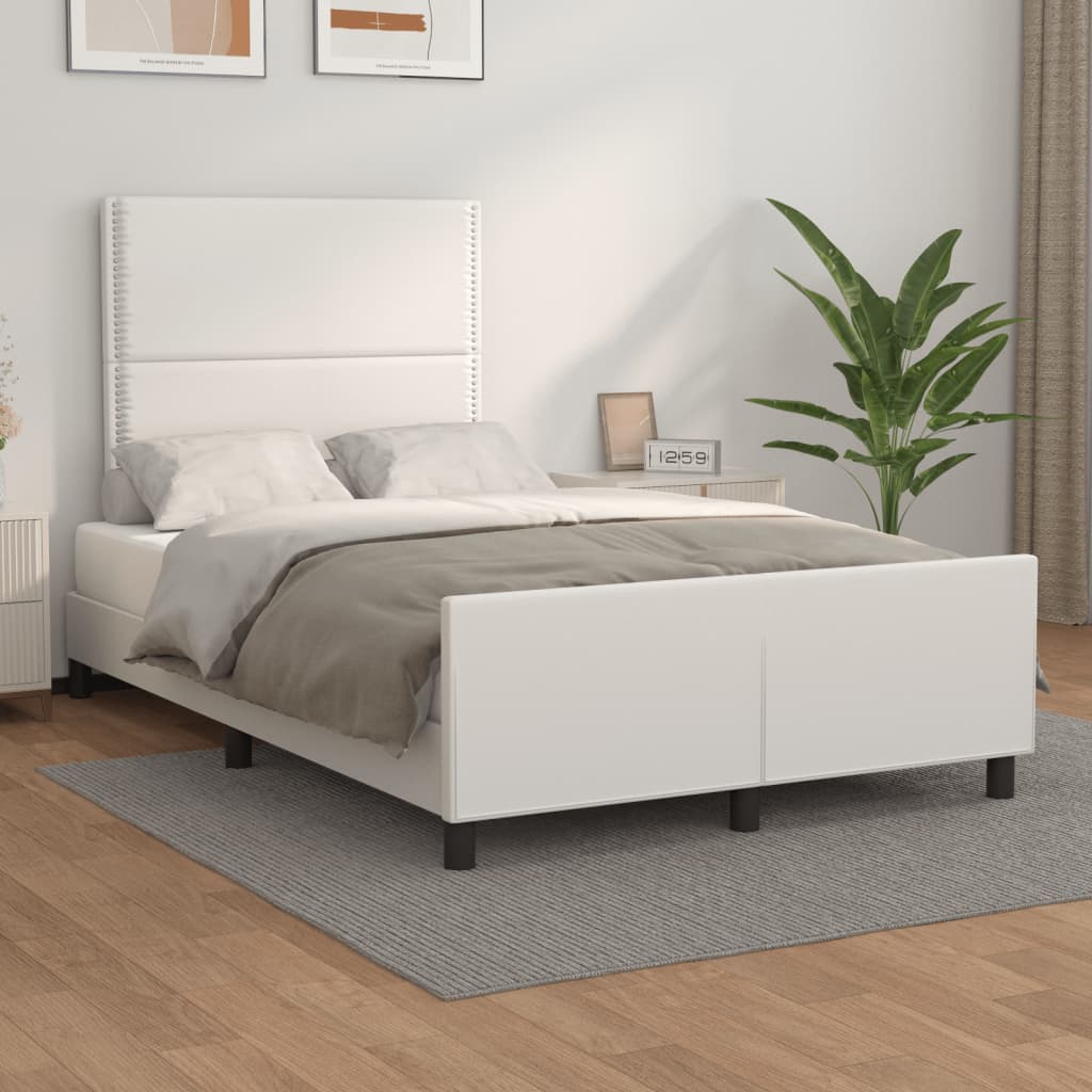 vidaXL Cadru de pat fără saltea alb 120x190 cm piele artificială