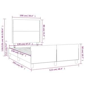 Rám postele bez matrace šedý 120x190 cm umělá kůže - obrázek 11