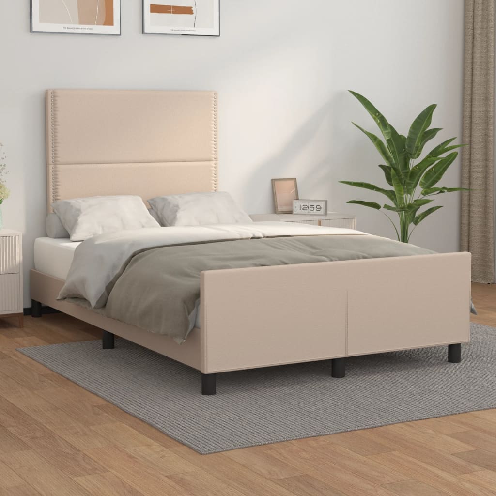 vidaXL Cadru de pat fără saltea cappuccino 120x190cm piele artificială