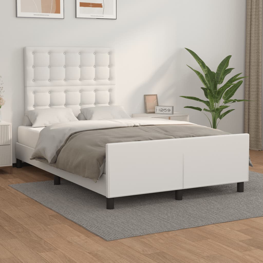 vidaXL Cadru de pat fără saltea alb 120x190 cm piele artificială