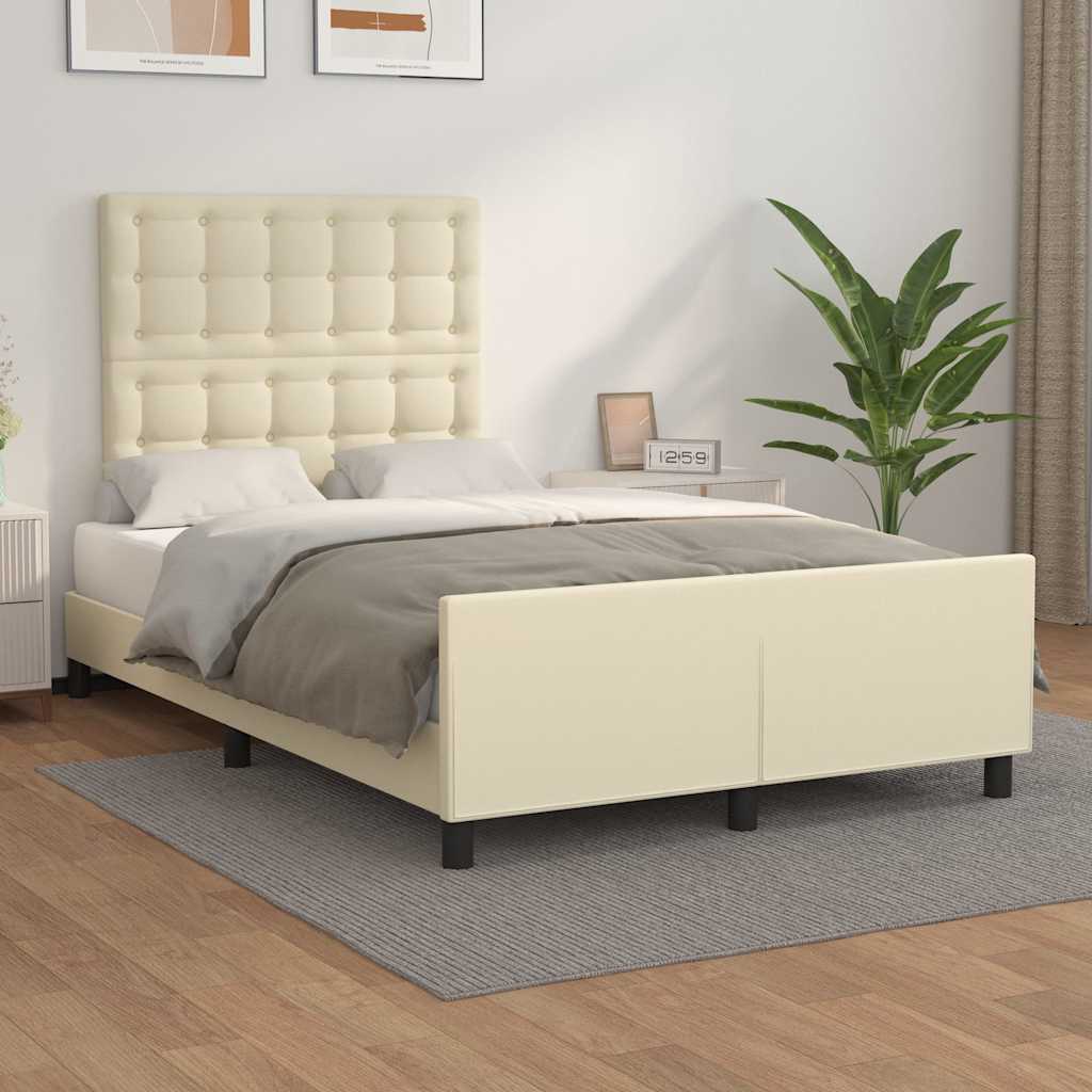vidaXL Bettgestell ohne Matratze Creme 120x190 cm Kunstleder
