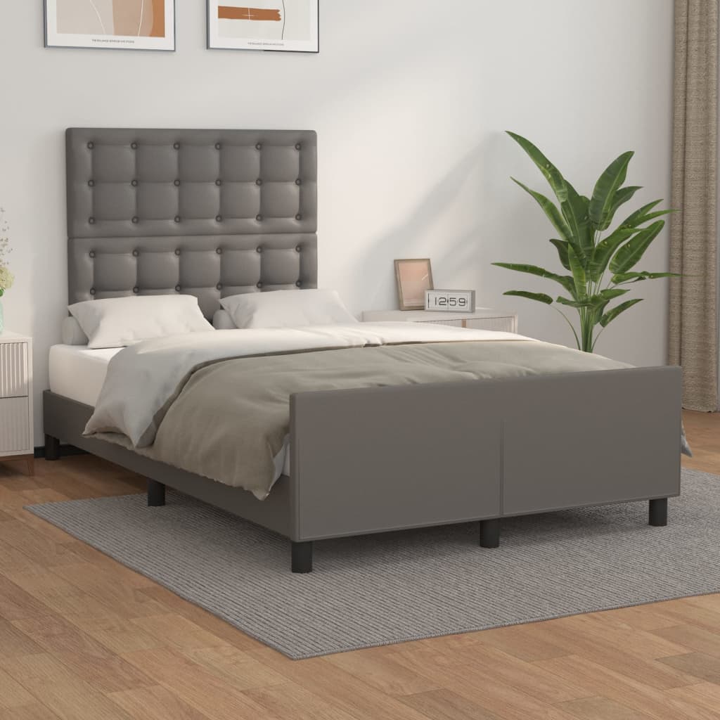 vidaXL Cadru de pat fără saltea gri 120x190 cm piele artificială