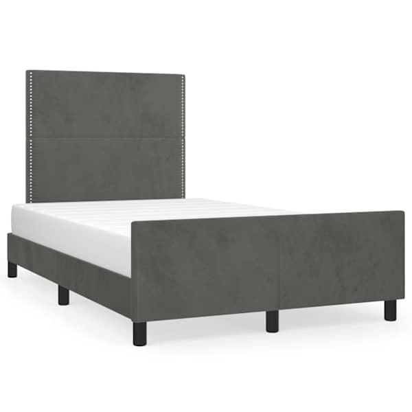 vidaXL voodiraam ilma madratsiga, tumehall, 120x190 cm, samet