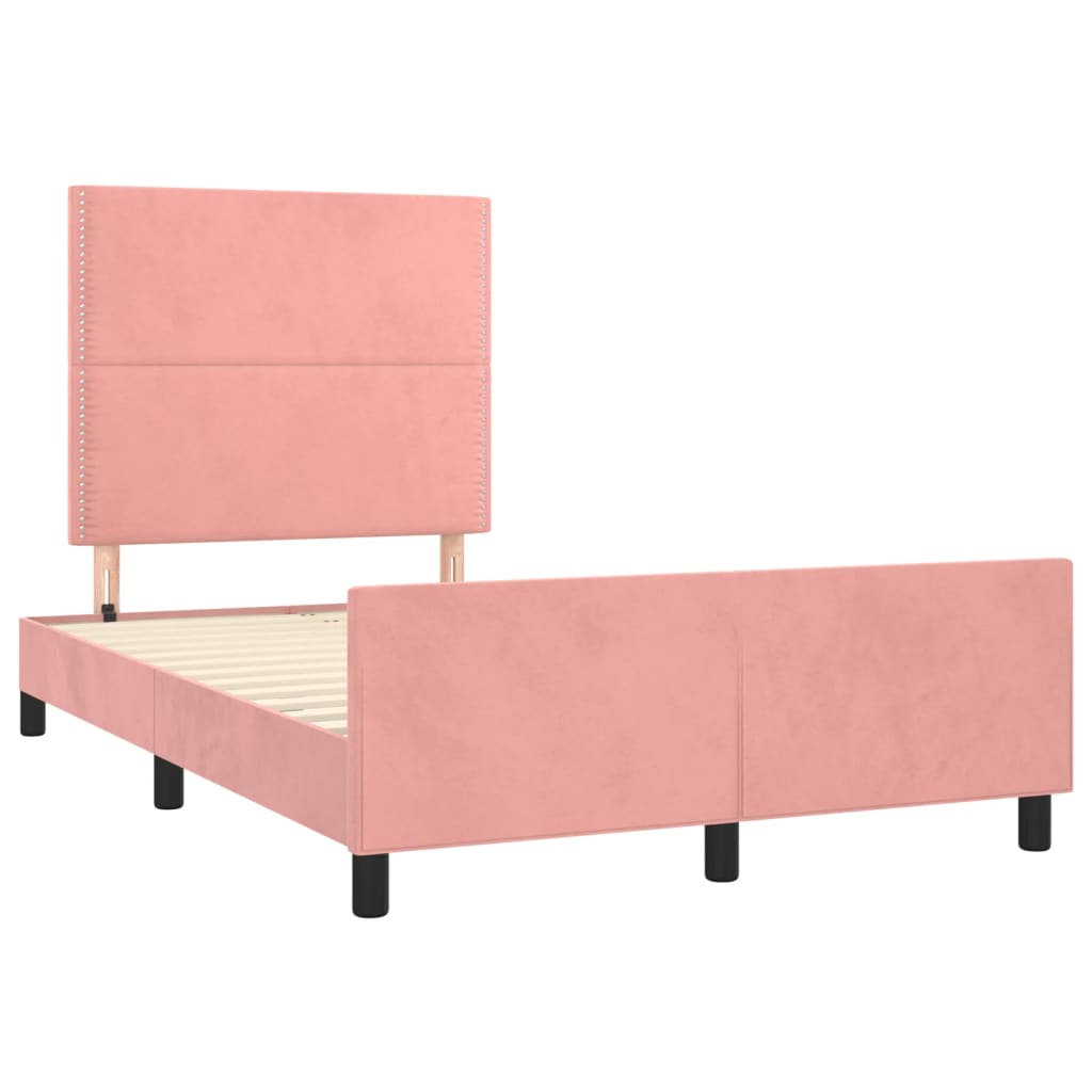 vidaXL Bedframe zonder matras 120x190 cm fluweel roze afbeelding