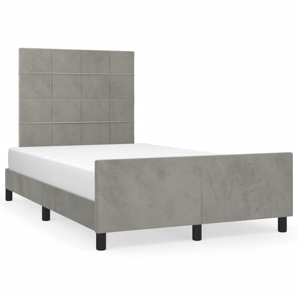 vidaXL Bedframe zonder matras 120x190 cm fluweel lichtgrijs grijs, foto 3