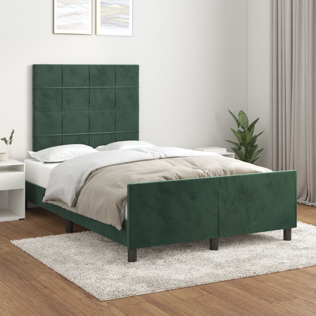 vidaXL Bedframe zonder matras 120x190 cm fluweel donkergroen afbeelding