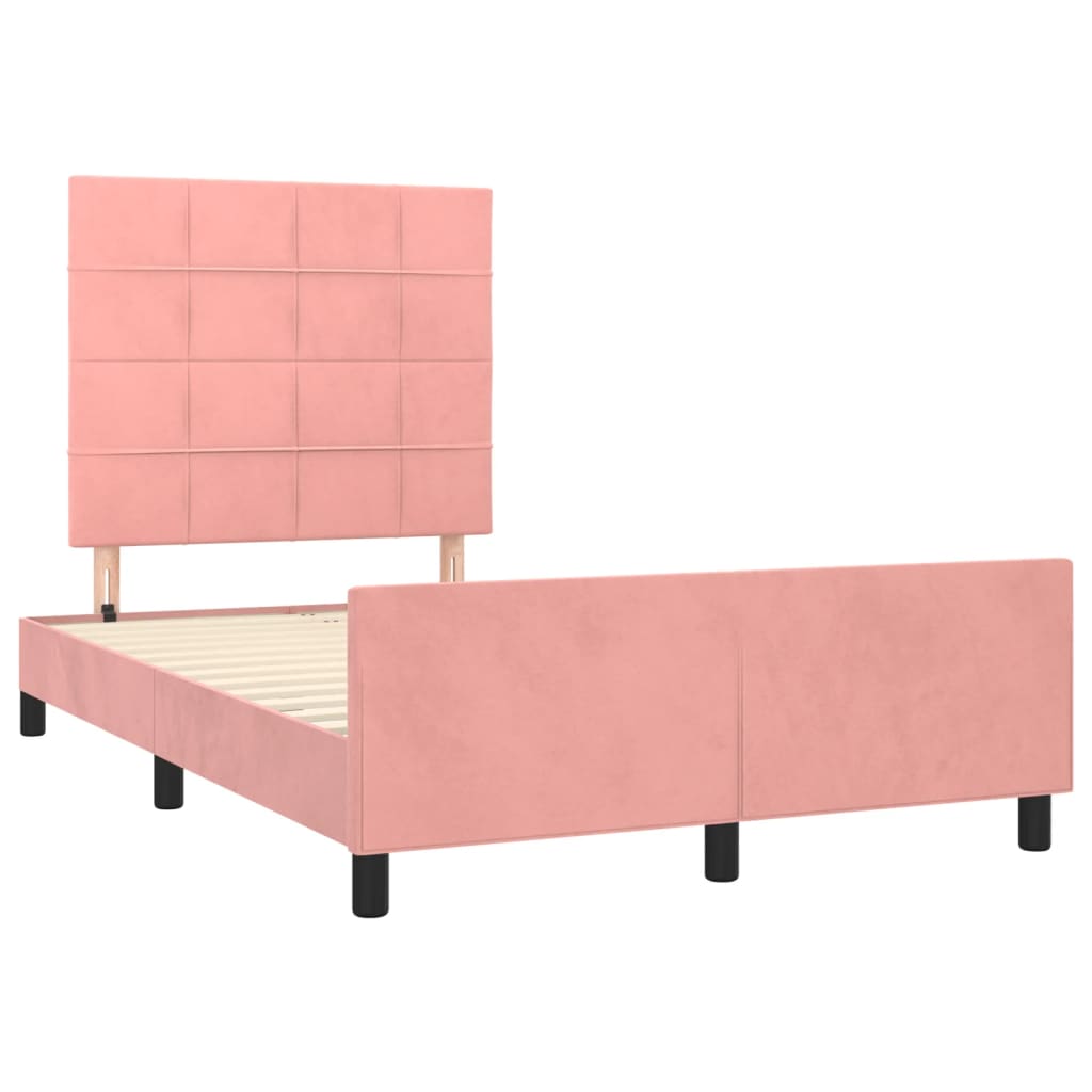 vidaXL Bedframe zonder matras 120x190 cm fluweel roze afbeelding