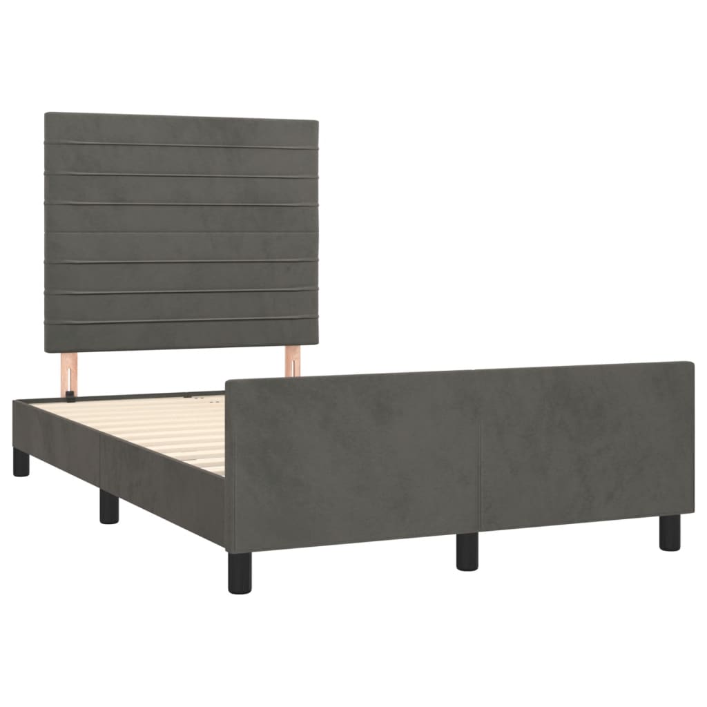 vidaXL Bedframe zonder matras 120x190 cm fluweel donkergrijs afbeelding
