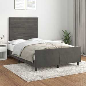 Posteljni okvir brez vzmetnico temno siva 120x190 cm žamet