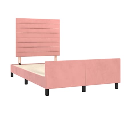 vidaXL gultas rāmis bez matrača rozā 120x190 cm samts
