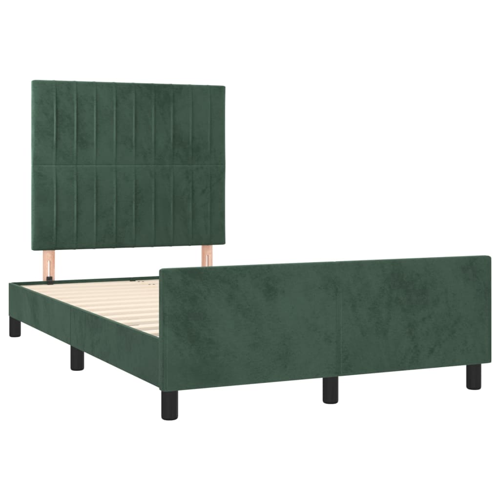vidaXL Bedframe zonder matras 120x190 cm fluweel donkergroen afbeelding