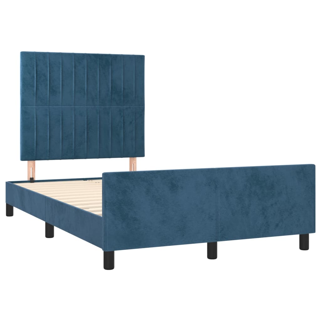 vidaXL Bedframe zonder matras 120x190 cm fluweel donkerblauw afbeelding