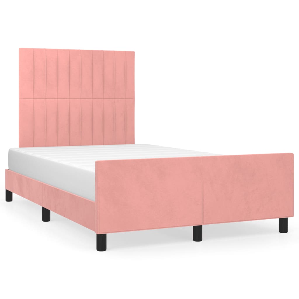 Thumbnail - vidaXL Bettgestell ohne Matratze Rosa 120x190 cm Samt