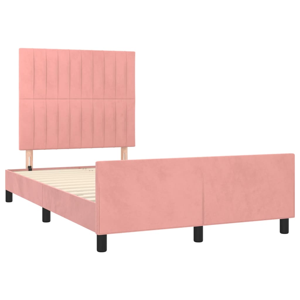 Thumbnail - vidaXL Bettgestell ohne Matratze Rosa 120x190 cm Samt
