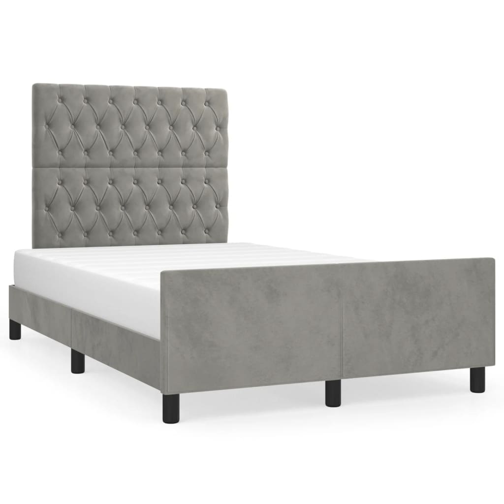 vidaXL Bedframe zonder matras 120x190 cm fluweel lichtgrijs grijs, foto 3