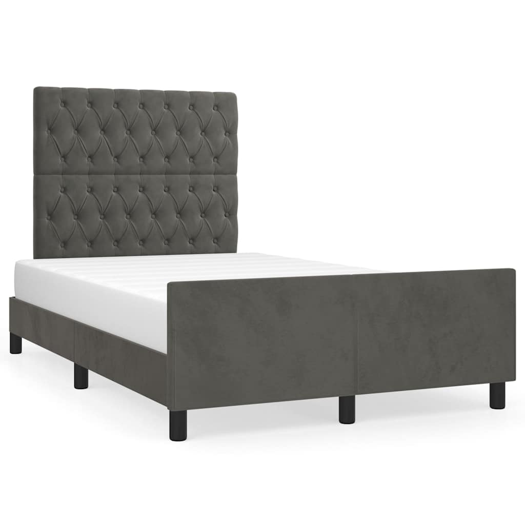 vidaXL Bedframe zonder matras 120x190 cm fluweel donkergrijs grijs, foto 3