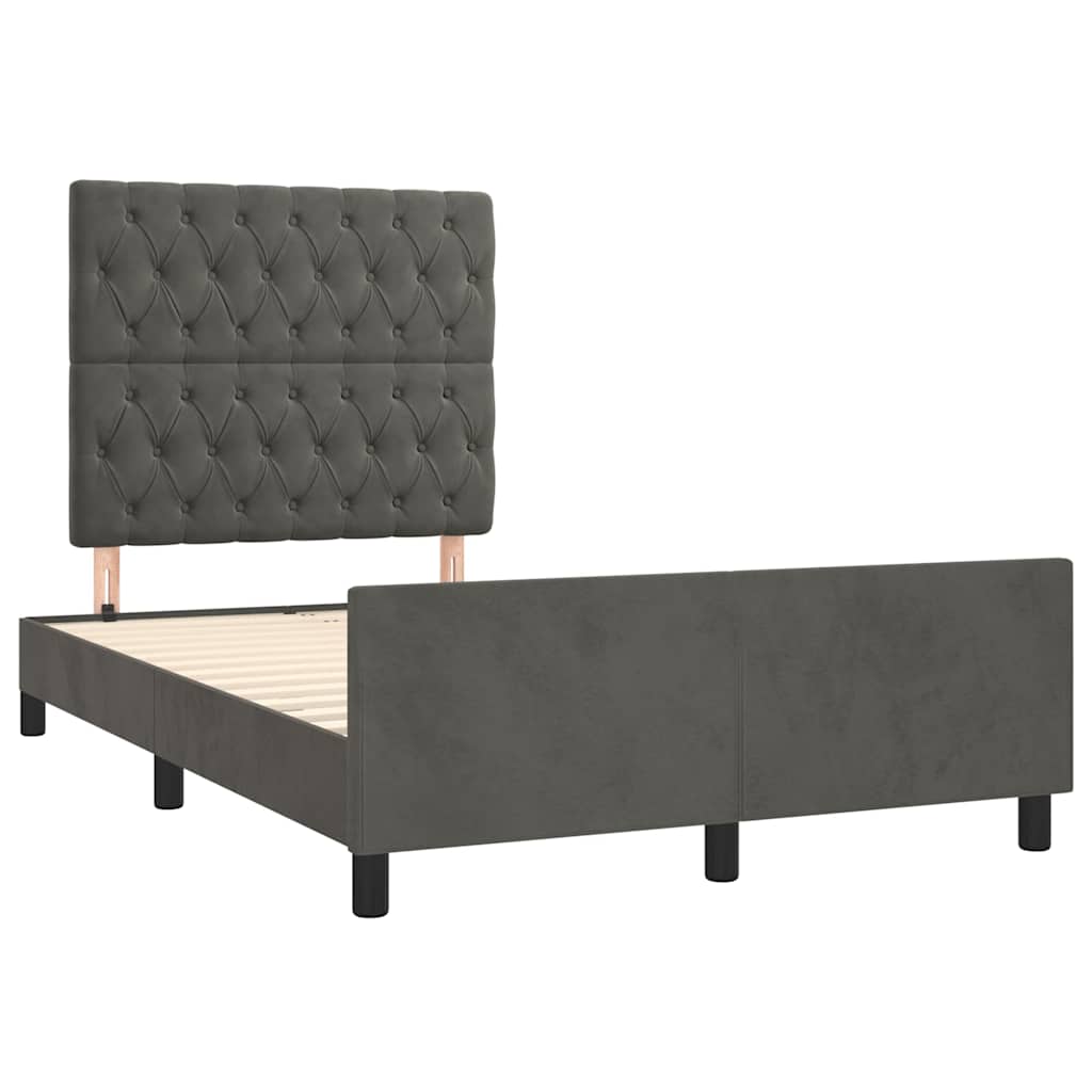 vidaXL Bedframe zonder matras 120x190 cm fluweel donkergrijs afbeelding