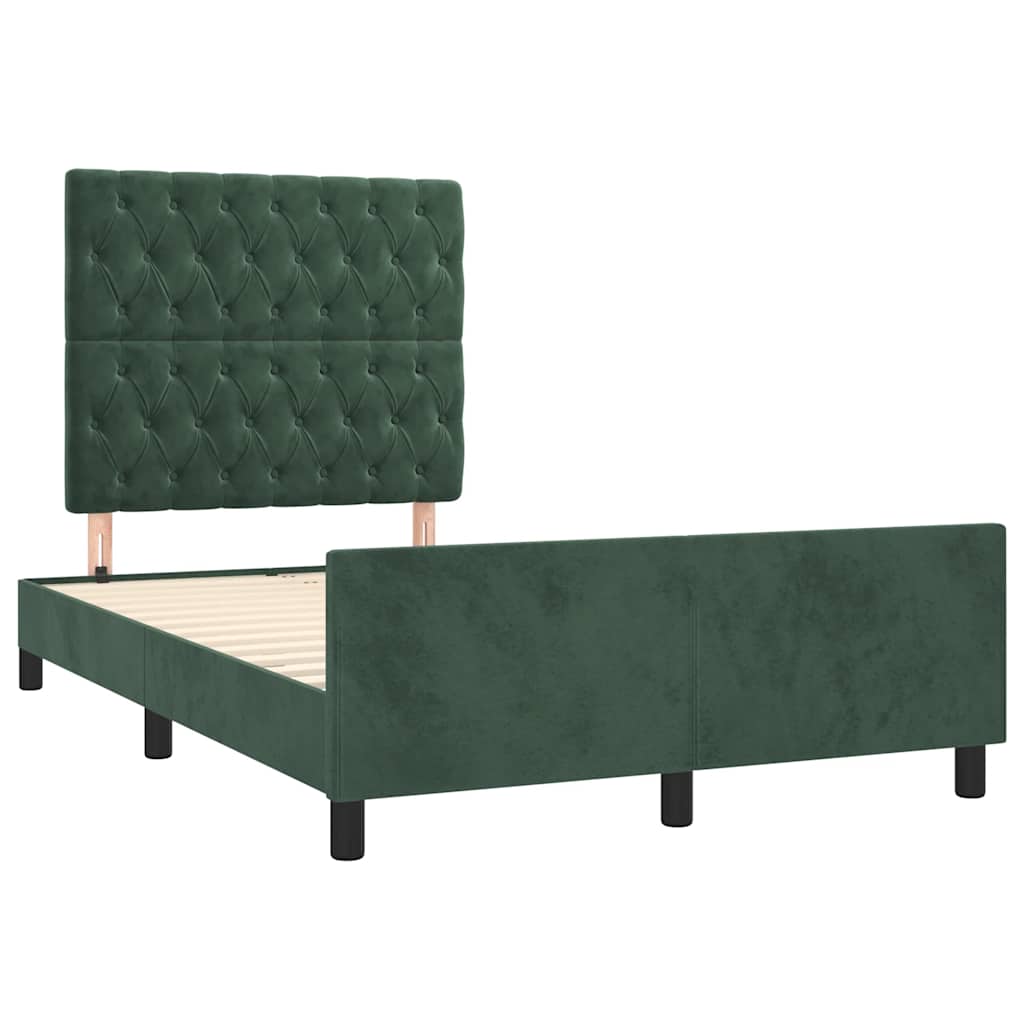 vidaXL Bedframe zonder matras 120x190 cm fluweel donkergroen afbeelding