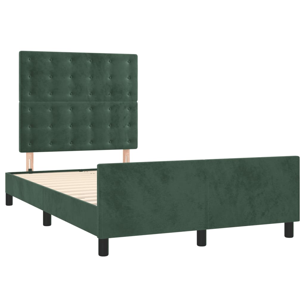 vidaXL Bedframe zonder matras 120x190 cm fluweel donkergroen afbeelding