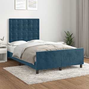 Posteljni okvir brez vzmetnico temno modra 120x190 cm žamet