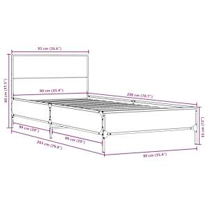 Rám postele černý 90 x 200 cm kompozitní dřevo a kov - obrázek 9