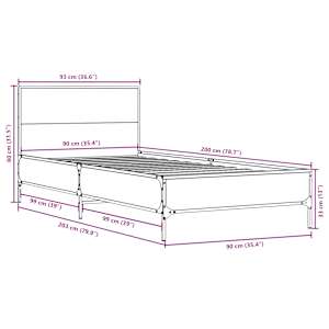Rám postele kouřový dub 90 x 200 cm kompozitní dřevo a kov - obrázek 9