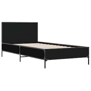 Rám postele černý 100 x 200 cm kompozitní dřevo a kov - obrázek 3