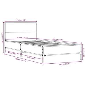 Rám postele kouřový dub 100 x 200 cm kompozitní dřevo a kov - obrázek 9