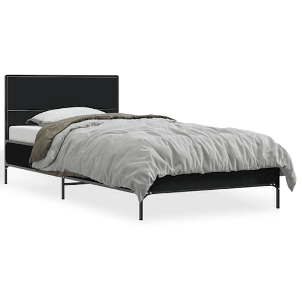 vidaXL voodiraam, must, 75 x 190 cm, tehispuit ja metall