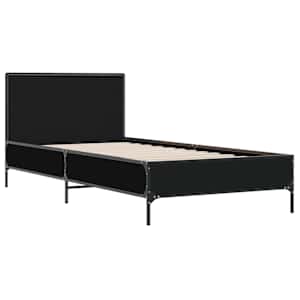 Rám postele černý 75 x 190 cm kompozitní dřevo a kov - obrázek 3