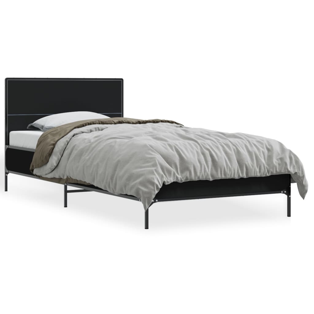 vidaXL Rám postele černý 90 x 190 cm kompozitní dřevo a kov