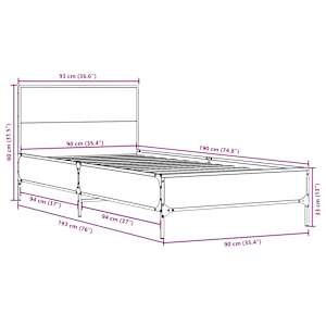 Rám postele hnědý dub 90 x 190 cm kompozitní dřevo a kov - obrázek 9