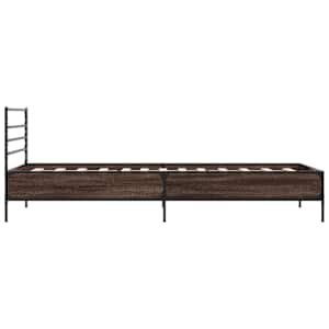 Rám postele hnědý dub 90 x 200 cm kompozitní dřevo a kov - obrázek 5
