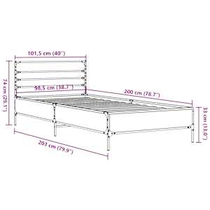 Rám postele kouřový dub 100 x 200 cm kompozitní dřevo a kov - obrázek 9