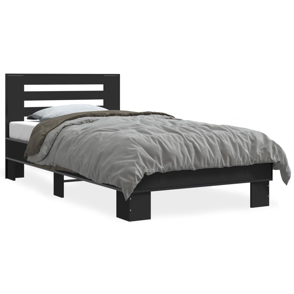 E-shop vidaXL Posteľný rám čierny 100x200 cm kompozitné drevo a kov