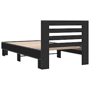 Rám postele černý 90 x 200 cm kompozitní dřevo a kov - obrázek 6