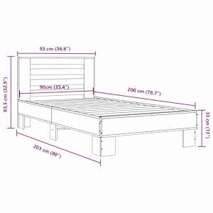 Rám postele černý 90 x 200 cm kompozitní dřevo a kov - obrázek 9