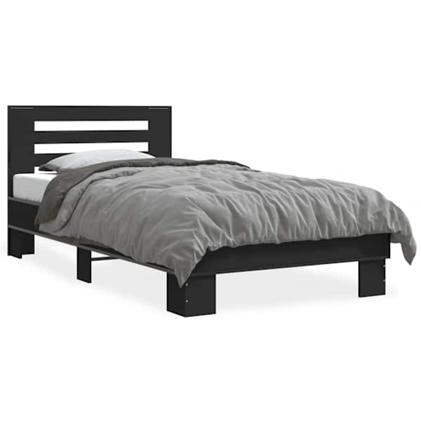 vidaXL voodiraam, must, 75 x 190 cm, tehispuit ja metall