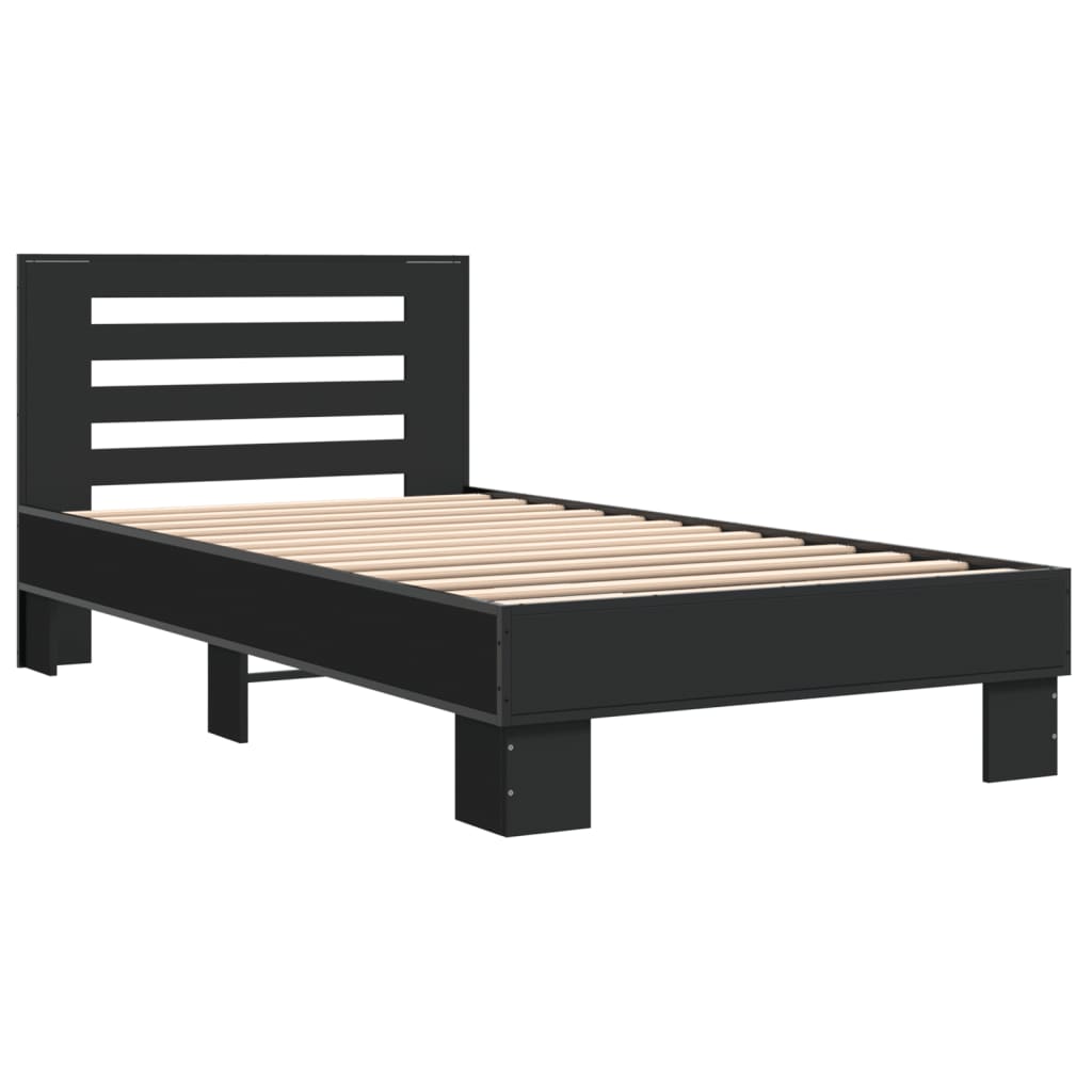 Thumbnail - vidaXL Bettgestell Schwarz 75x190 cm Holzwerkstoff und Metall
