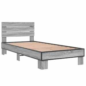 Rám postele šedý sonoma 90 x 200 cm kompozitní dřevo a kov - obrázek 3