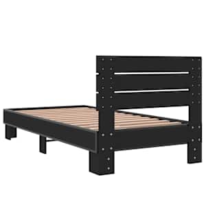Rám postele černý 75 x 190 cm kompozitní dřevo a kov - obrázek 6