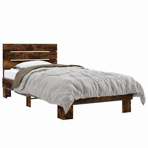 Rám postele kouřový dub 75 x 190 cm kompozitní dřevo a kov - obrázek 2