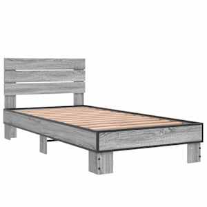 Rám postele šedý sonoma 75 x 190 cm kompozitní dřevo a kov - obrázek 3