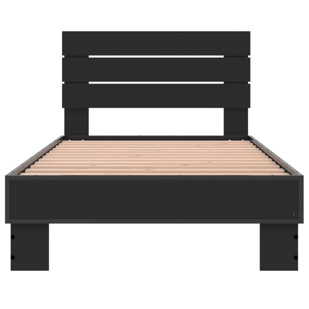 Thumbnail - vidaXL Bettgestell Schwarz 90x190 cm Holzwerkstoff und Metall