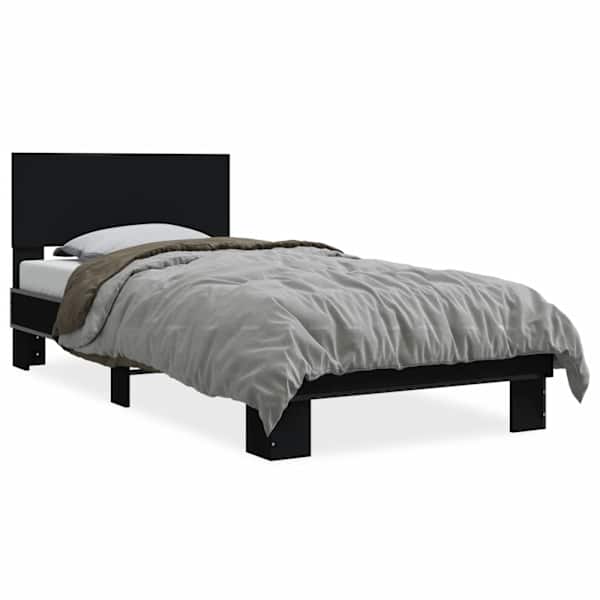 vidaXL voodiraam, must, 75 x 190 cm, tehispuit ja metall