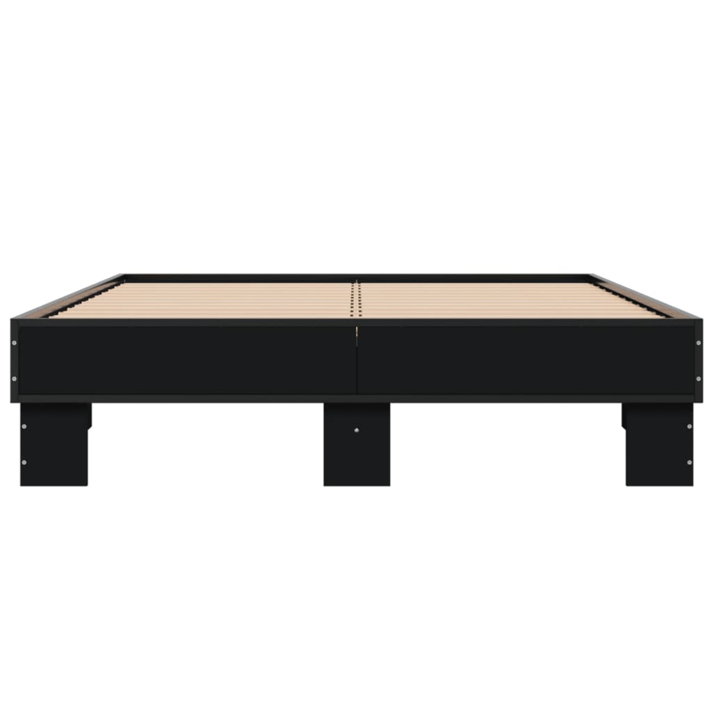 vidaXL Bedframe bewerkt hout metaal zwart 120x200 cm, foto 4