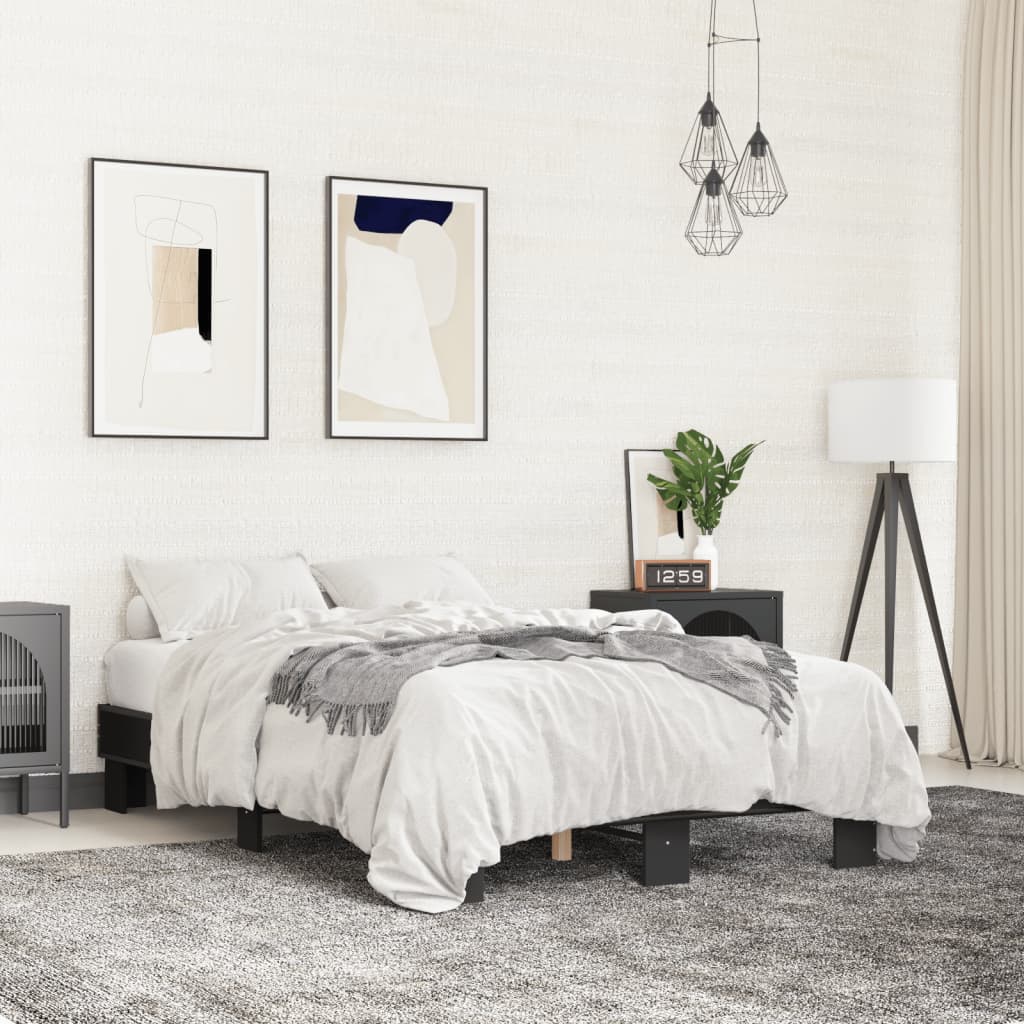 vidaXL sengestel 120x200 cm konstrueret træ og metal sort